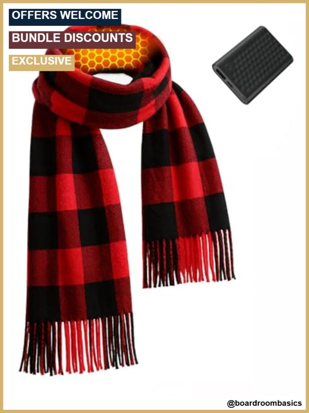 Graphene Heated Scarf Neck Warmer 6000mAh Battery Plaid